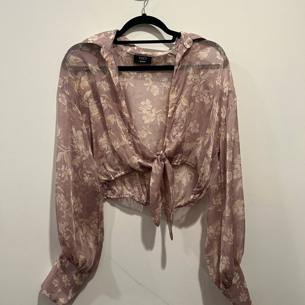 Vici sheer floral crop top